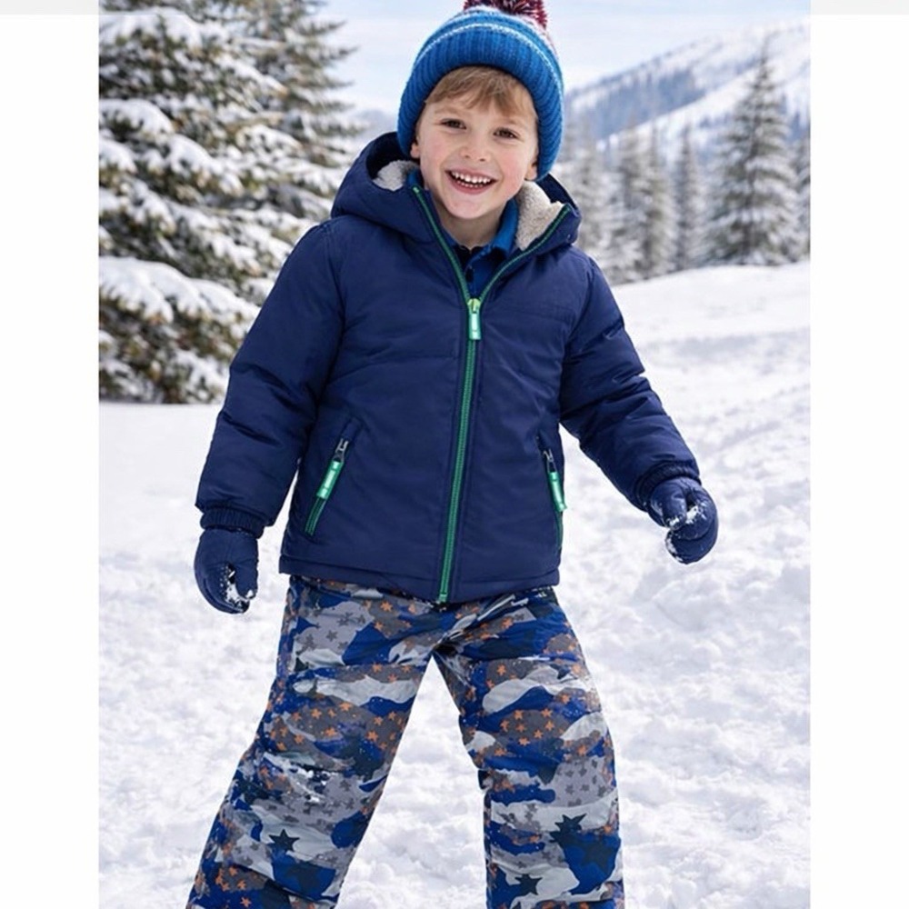Mini Boden Kids Blue Hooded Puffer Jacket Fleece Lined Water-Resistant Sz 3–4Y